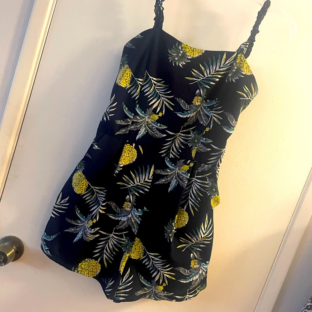 Navy Blue Pineapples Romper- Medium